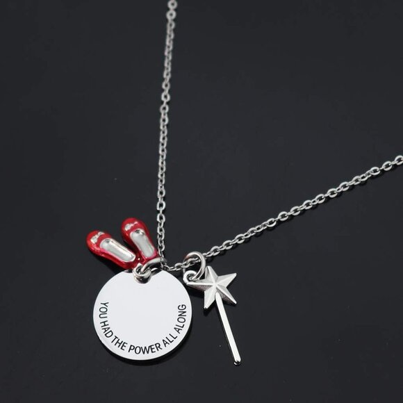 Inspirational Wizard of Oz Necklace Stainless Steel Power Pendant Gift for Her - Picture 4 of 4